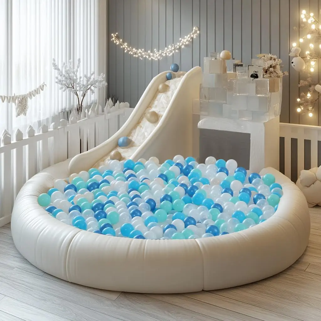 Ball Pit Balls Azul oscuro Azul Verde Blanco Transparente 2,36 pulgadas, 100 pelotas de juego Bolas de plástico para tienda de juegos Parque infantil Decoración de fiesta