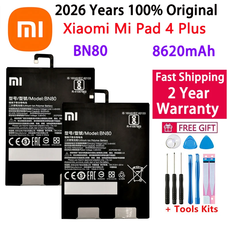 2026 Years 100% Original BN4D BN4E BN60 BN80 Rechargeable Battery For Xiaomi Mi Tablet Pad Mipad 4 5 Plus Pro Bateria Batteries