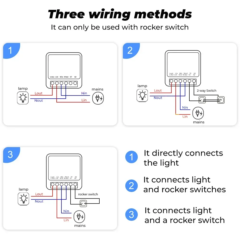 16A Tuya WiFi Smart Switch 2-way Control Switch Mini Smart Breaker Smart Life APP Control Works With Alexa Google Home Alice