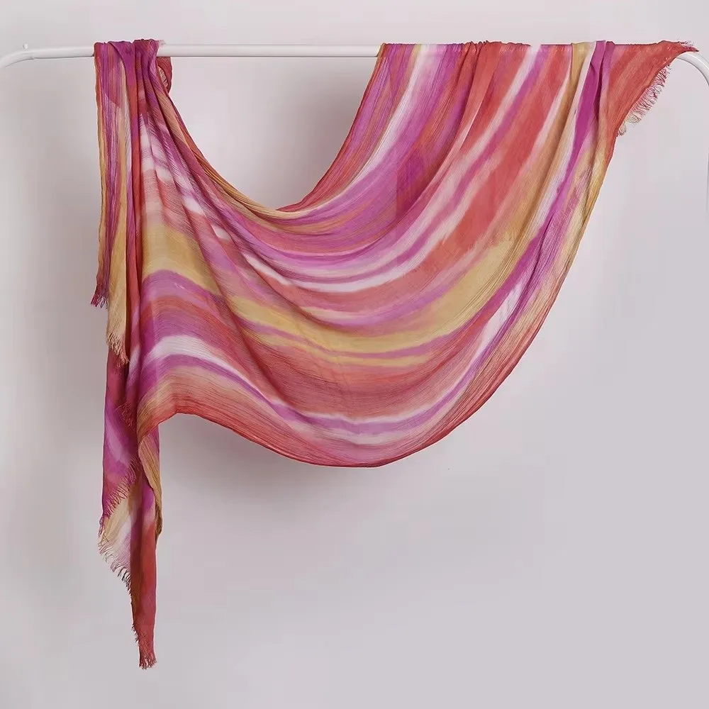 Gradient Tie-Dye Hijab Breathable Soft Women Headscarf Cotton Viscose Modal Blend Tie-Dye Pattern Cotton Hijab For Women