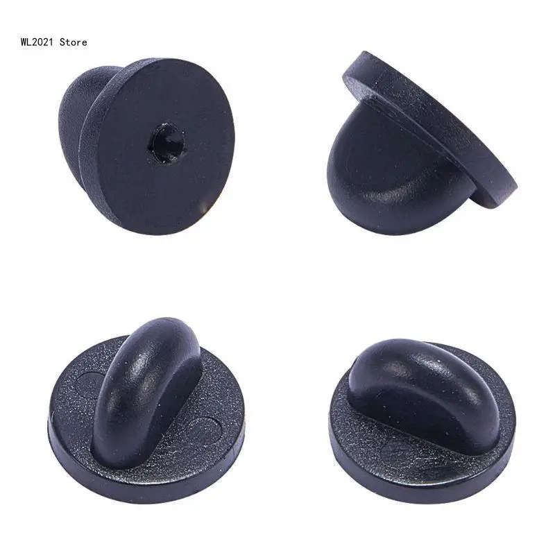 100 Pcs Black PVC Rubber Brooch Pin Backs Tie Tack Lapel Pin Jewelry Findings