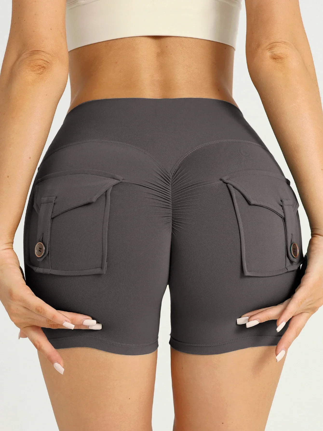 

Женские спортивные шорты для фитнеса и йоги с карманами, сексуальным дизайном для подчеркивания ягодиц, без неловких линий, быстросохнущие, для бега, велоспорта и йоги на открытом воздухе