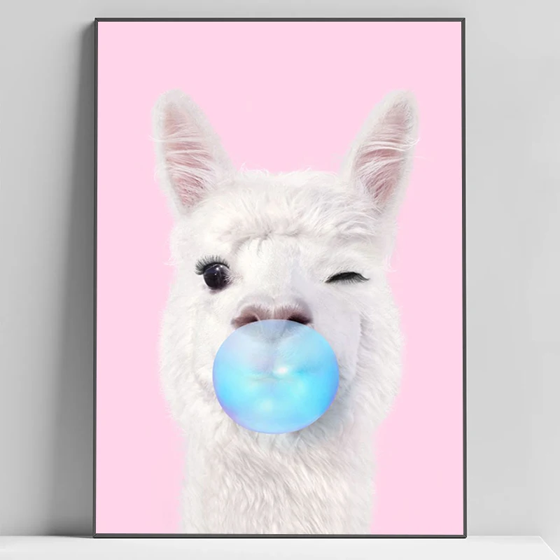 Animal Blowing Chewing Gum Poster Decoration Home Decorations Art Decorative Paintings Posters for Wall Decor Print Canvas Decor