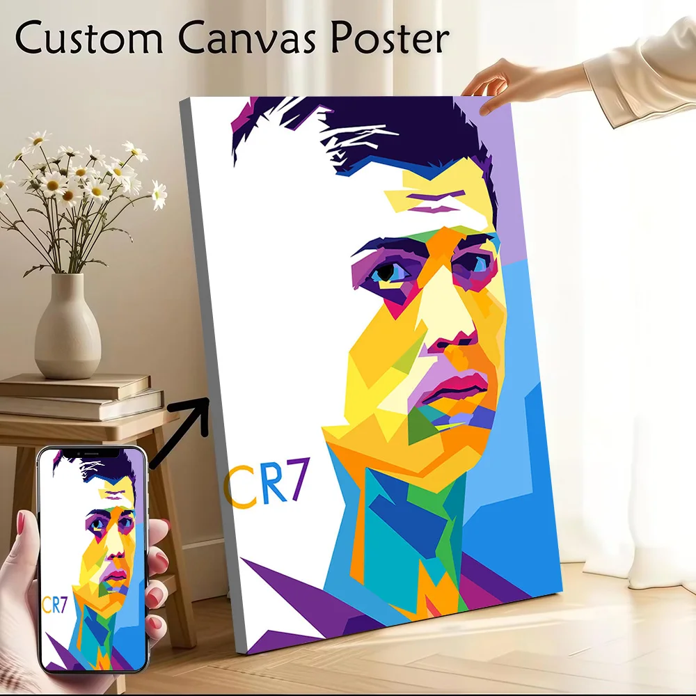Cristiano Ronaldo Pop Art Printed Canvas Poster Custom Pictures Wall Art Canvas Painting for Specialty and Themed Home Decor