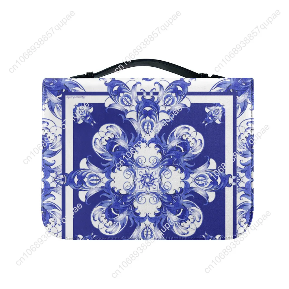 Blue white porcelain Printing Bible Bags Christian Gifts Personalized Cover Bible Pack Waterproof Leather Bag Pockets Package