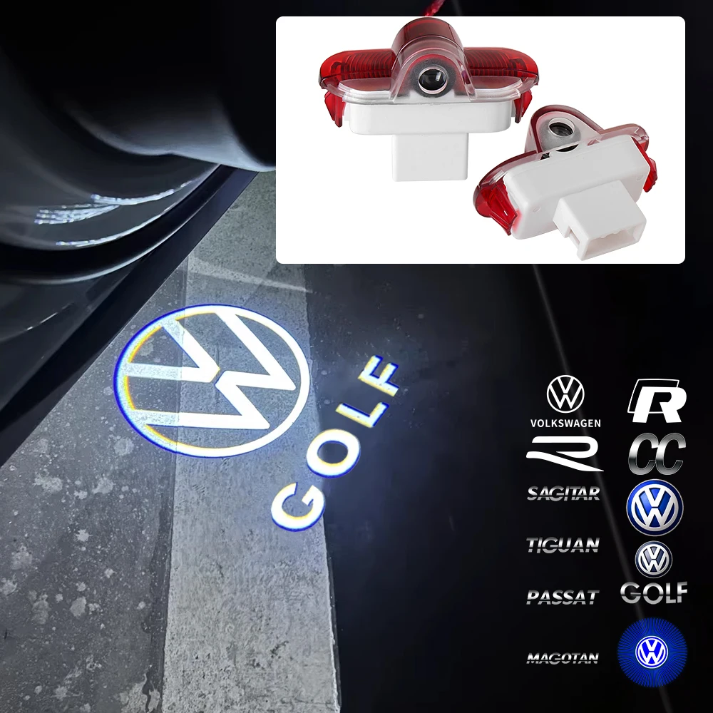 2 sztuki Bezprzewodowa lampa grzecznościowa Projektor drzwi samochodowych LED Światła powitalne do Volkswagena VW Golf Beetle Lavida Touran Caddy