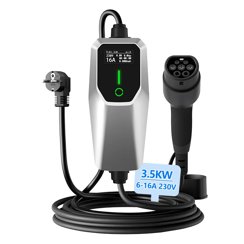 Junsun EV-Ladegerät Typ 2 Elektrofahrzeug-Ladekabel 32A 16A CEE Rot 22KW 11KW CEE Blau 7,4KW Schuko 3,5KW Dreiphasige Tragbare EVSE Wallbox-Ladestation für EU-Stecker