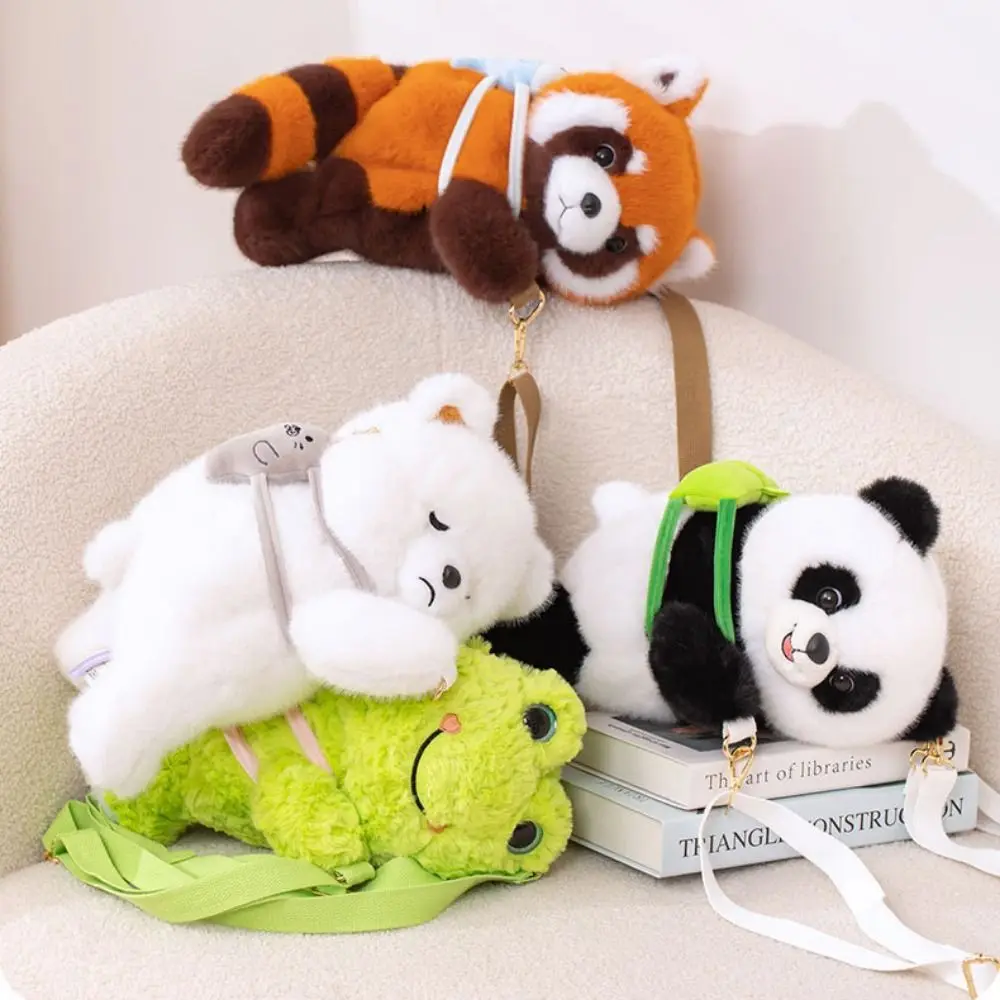 Adjustable Straps Capybara Plush Backpack Frog Panda Raccoon Plush Bag Large Capacity PP Cotton Penguin Crossbody Bag Girls