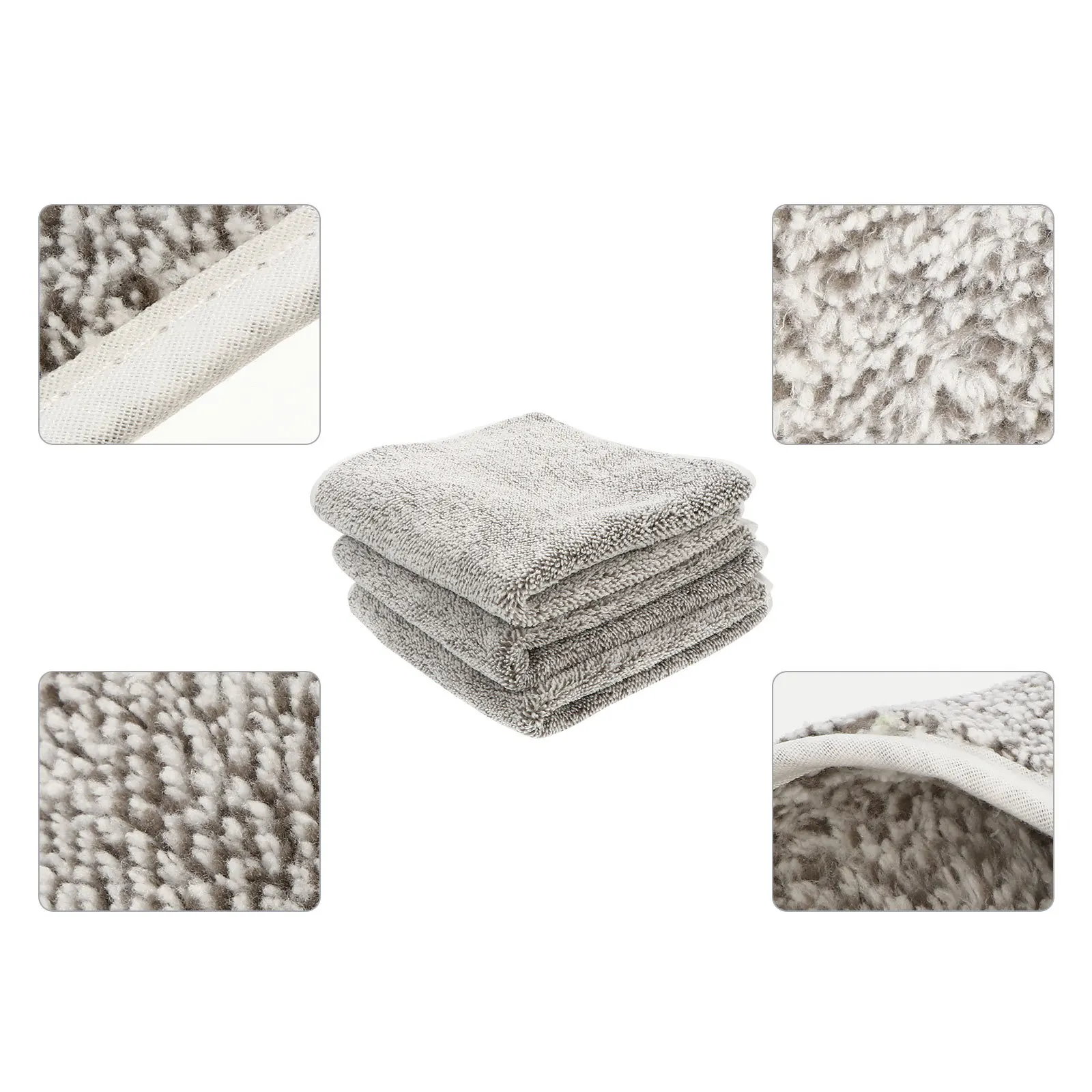 

3Pcs Bamboo Charcoal Fiber Towels Premium Quality Comfortable for Household Gym Pool Shower Scrub Face Wash Cloth