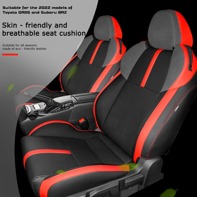 For Toyota GR86 SUBARU BRZ 2022 Custom Car Seat Cover, Waterproof PVC Leather Full Coverage Seat Anti-Slip Breathable