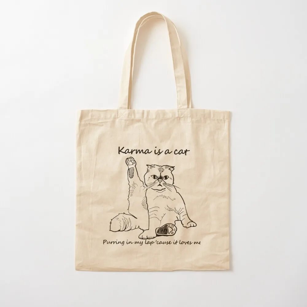 

Karma is a cat Tote Bag tote men's Customizable shopping trolley bags woman 2025 Canvas