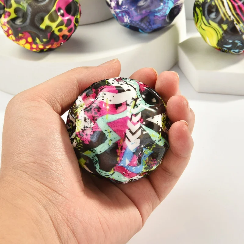 Super Elastic Ball Interesting Outdoor Toys For Children Moon Shape Porous Bouncy Ball Kids Indoor And Outdoor Stress Reliever