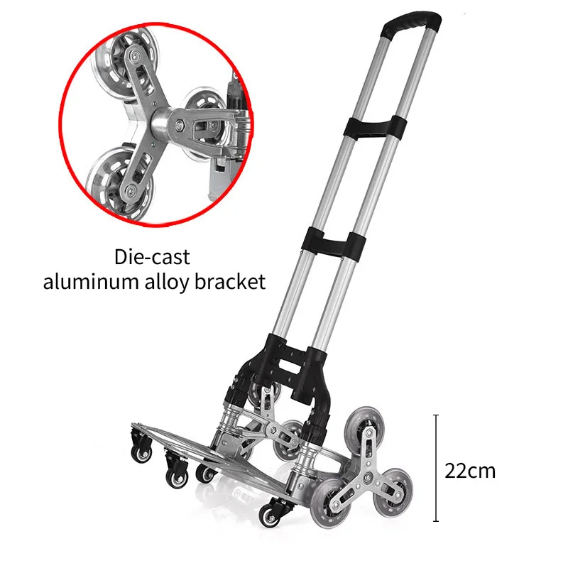 

Portable Aluminum Stair Climbing Tool Cart Folding telescopic trolley with crystal wheels and 4 small casters
