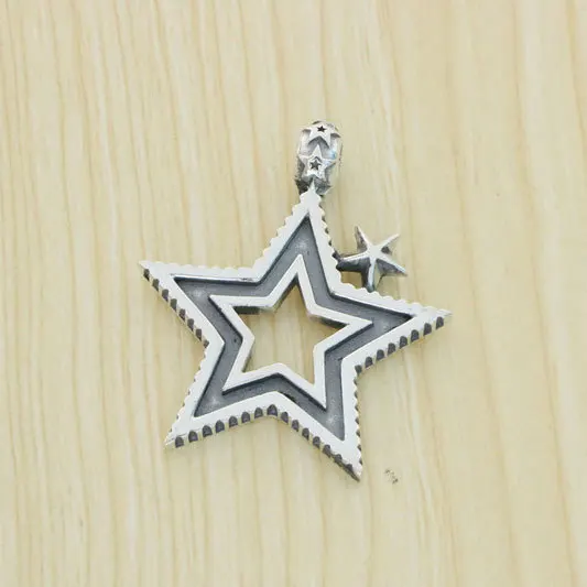 S925 Pure silver retro European and American six pointed star Pentagram pendant men and women European and American personality