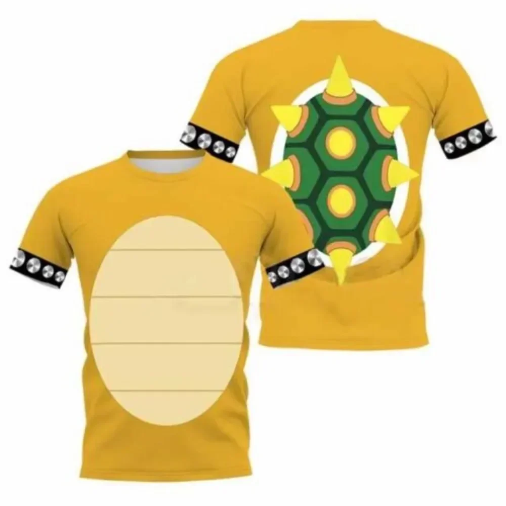 T-shirt imprimé 3D Bowser Cartoon pour hommes et femmes, haut décontracté, costume de cosplay Harajuku