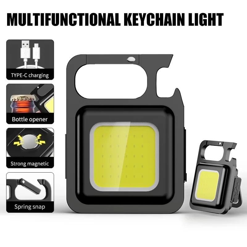 

Многофункциональный портативный фонарик, мини-рабочий фонарь высокой яркости, сильный магнитный зарядный брелок, набор из 4 предметов, костюм