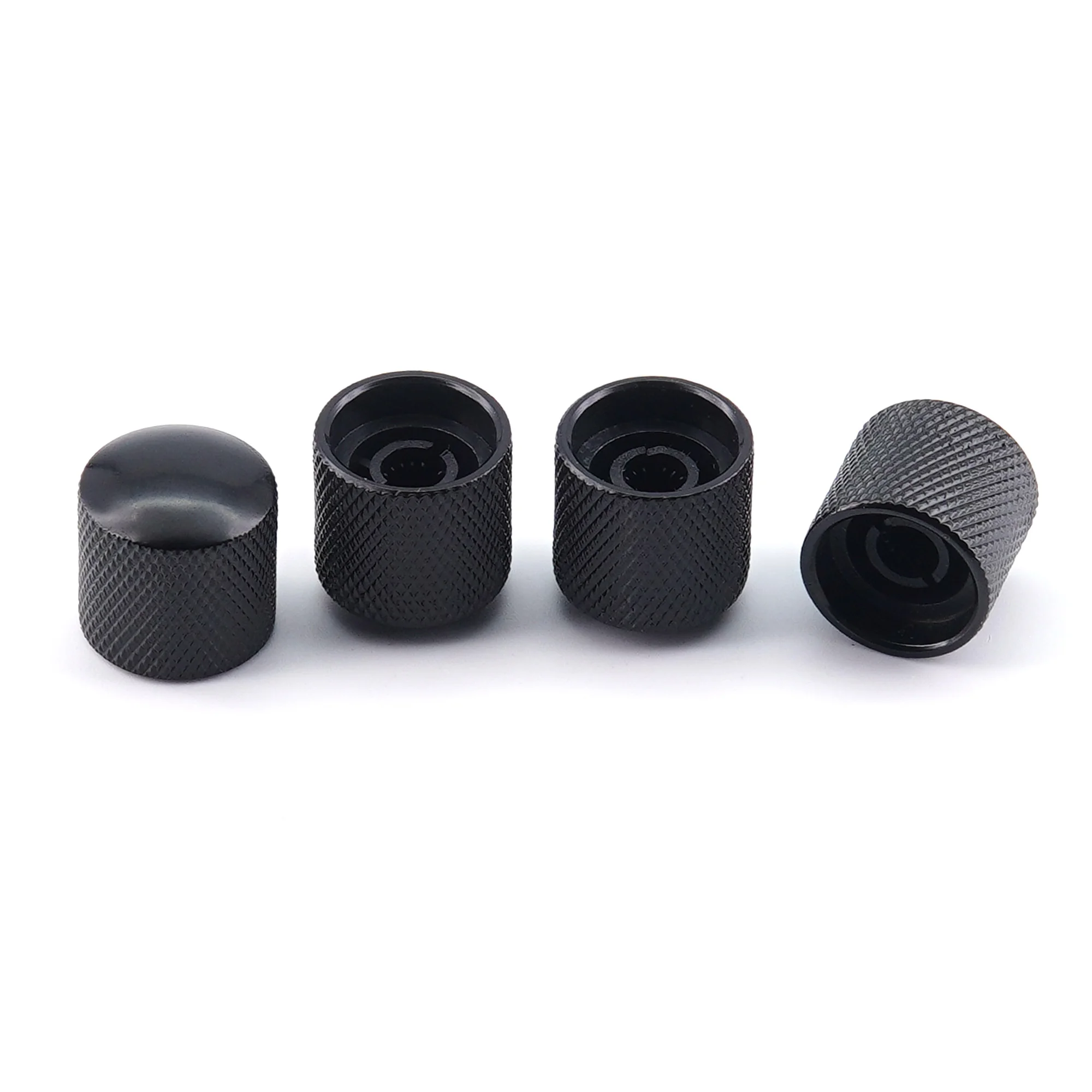 FLEOR 4pcs Dome Top Guitar Bass Metal Knobs Control Knobs Chrome /Black Choose view 5
