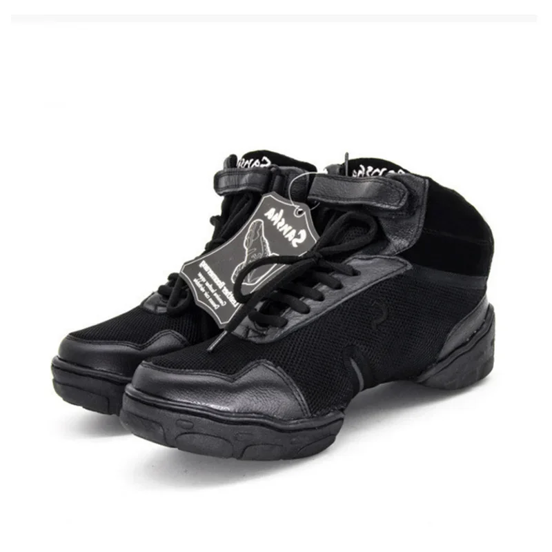 Sports Dance Shoes Genuine Leather Soft Sole Breathable High Top Jazz Salsa Modern Dance Sneakers For Women Man Size 36-45