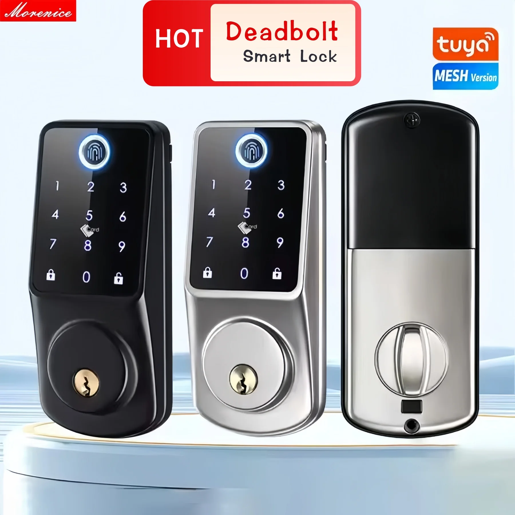 TUYA Wifi Fingerprint Smart Deadbolt Locks Biometric Digital Lock APP Password Card Keyless Entry Electronic Door Lock for Home