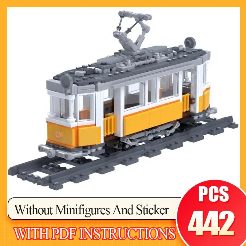 

Технологичные кирпичики-конструкторы, детские игрушки, подарки на день рождения, 442 детали, серия MOC City Railway, модель трамвая Прага/Лиссабон, строительный набор