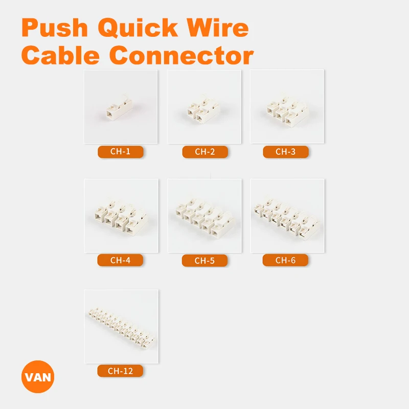 CH1/CH2/CH3/CH4/CH5/CH6/CH12 High Pressure Resistant 2pin 3pin 10A 220V Push Quick Wire Cable Connector White Wiring Terminal