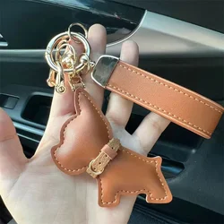 Car Key Chain Leather French Bulldog Puppy Car Key Chain Creative Gift Bag Pendant Ornament Cute