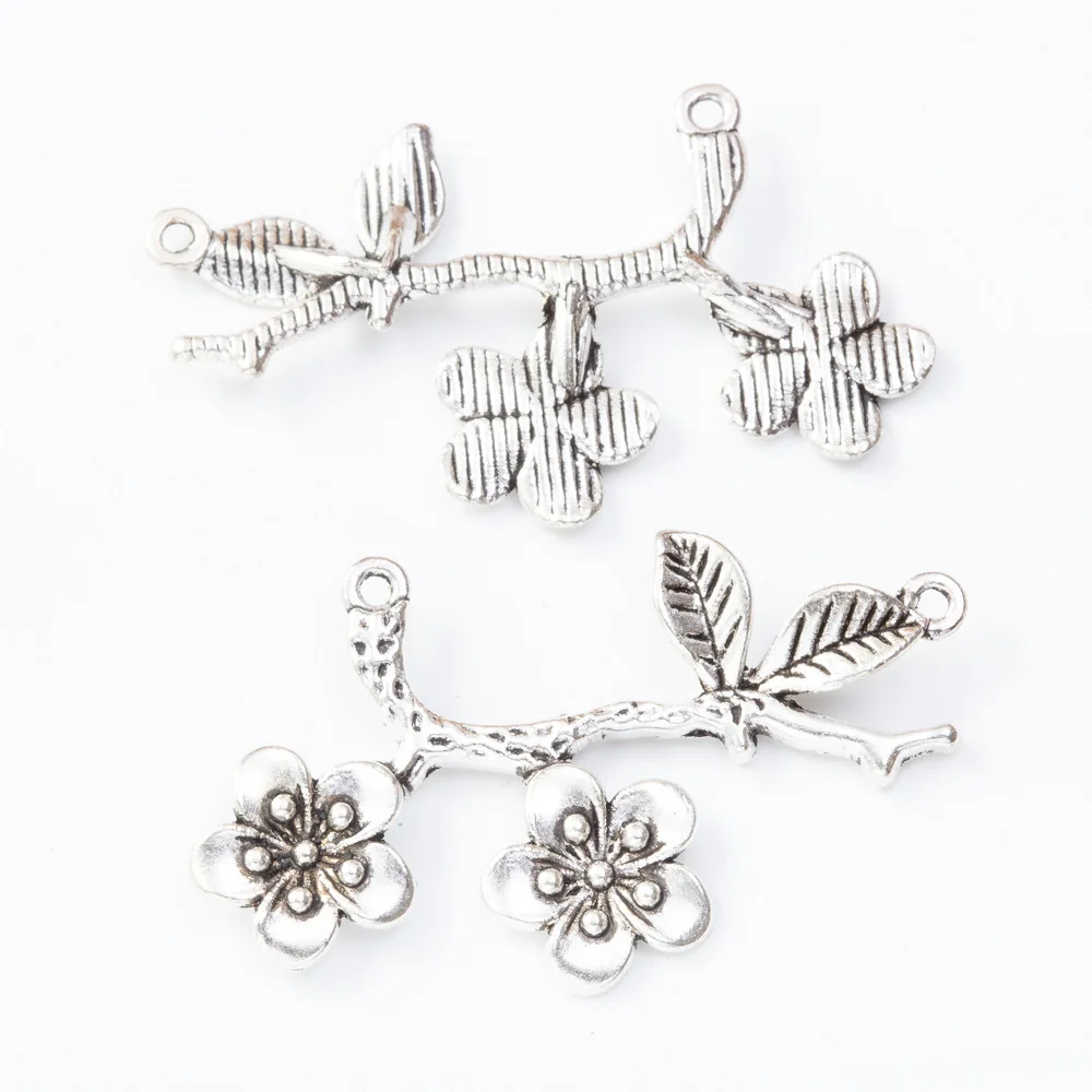 

30 шт./лот, набор для творчества: ретро-подвески из сплава в виде веток и цветов для украшений, браслетов и телефонов