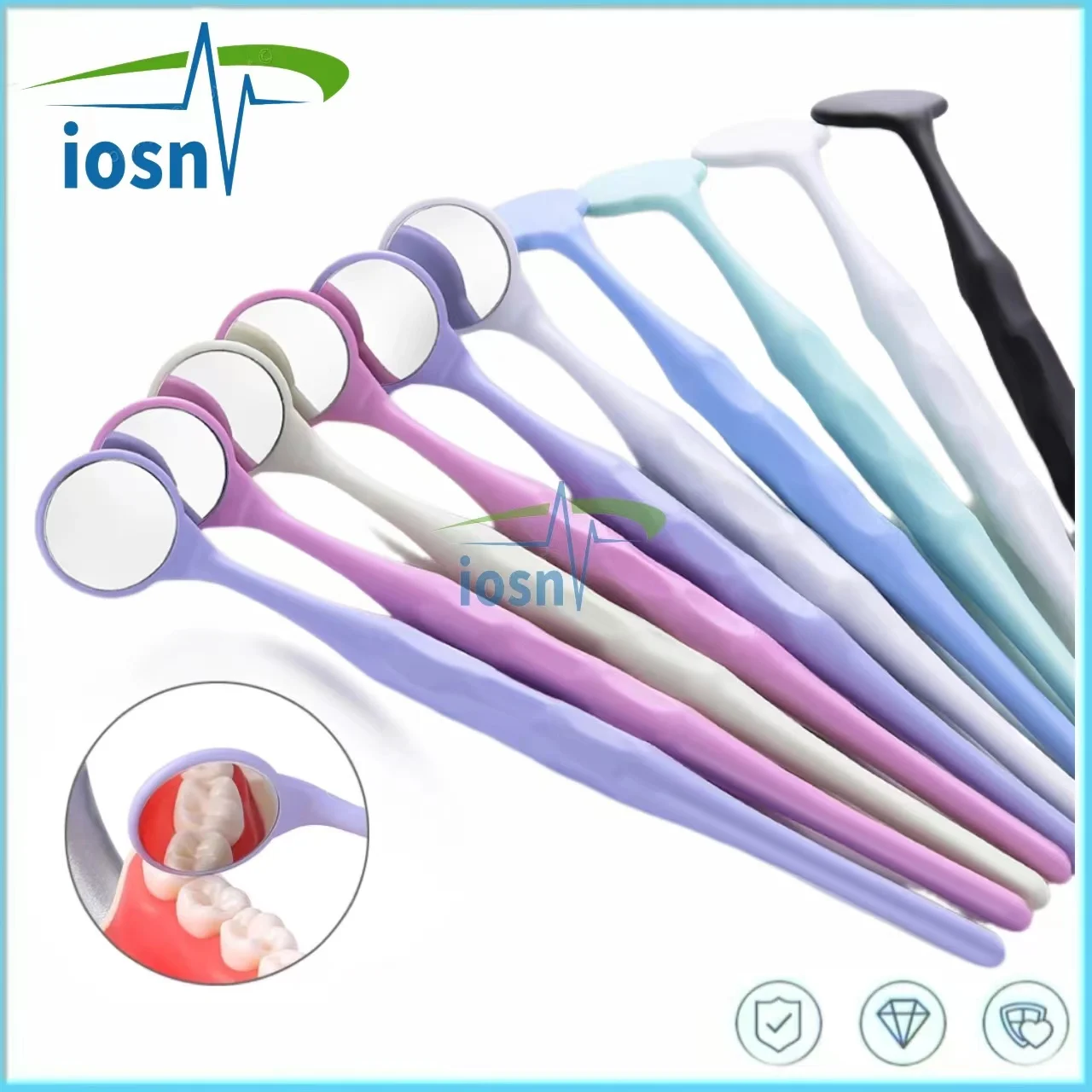 

10pcs/Set Dental Anti-fog Mouth Mirror Surface Exam Mirrors Colorful Handle Reflectors Autoclavable Teeth Whitening Tool