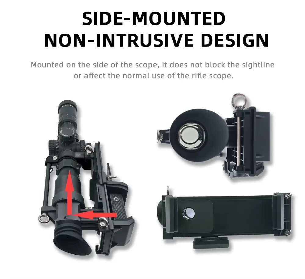4K Video Recorder Anti-shake Action Camera Aluminum 42-45mm Mount Scope Telescope Side-mounting Bracket Compatible  Cellphone
