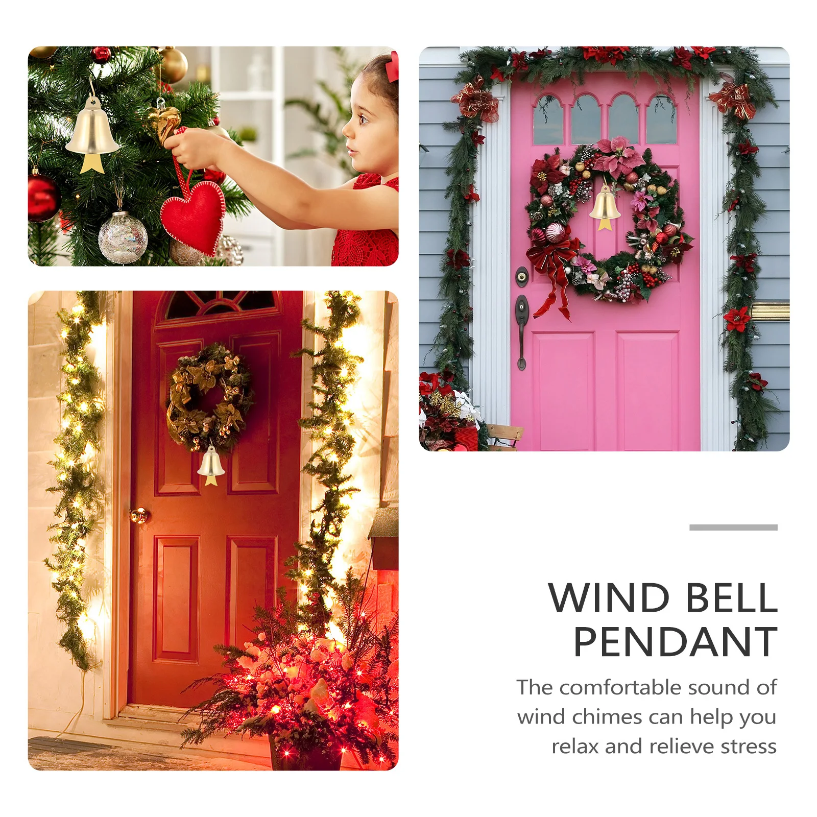 

1Set Brass Fengshui Wind Chimes Vintage Hanging Wall Decor Metal Wind Bell Pendant for Home Garden Metal Hanging Bells