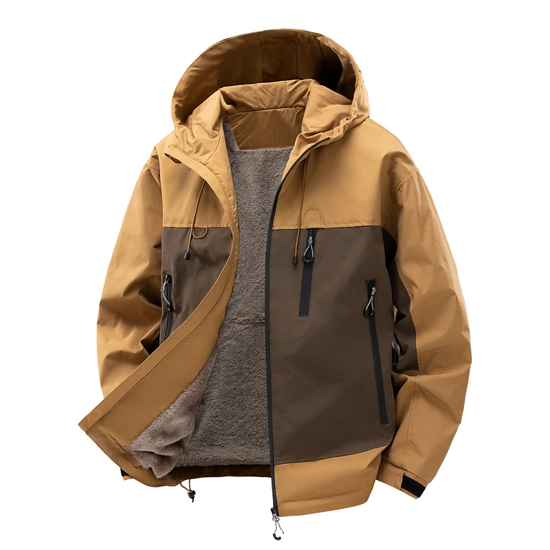 

Зимняя теплая куртка 2025 года, мужская ветрозащитная водонепроницаемая утолщенная куртка с капюшоном на флисовой подкладке, уличная лыжная парка для кемпинга