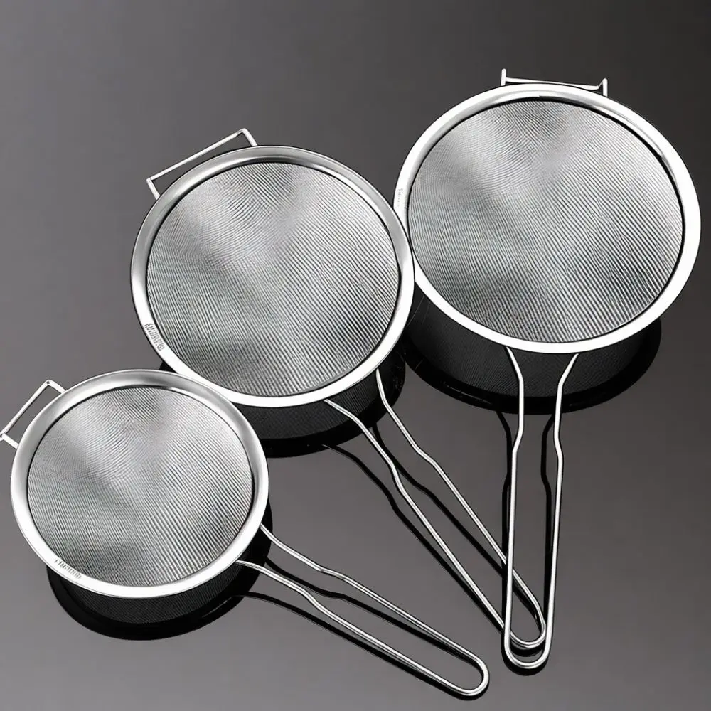 Premium 304 Stainless Steel Kitchen Strainer Fine Mesh Sieve Flour Sifter For Baking Filtering Oil And Soup Foam Utensils