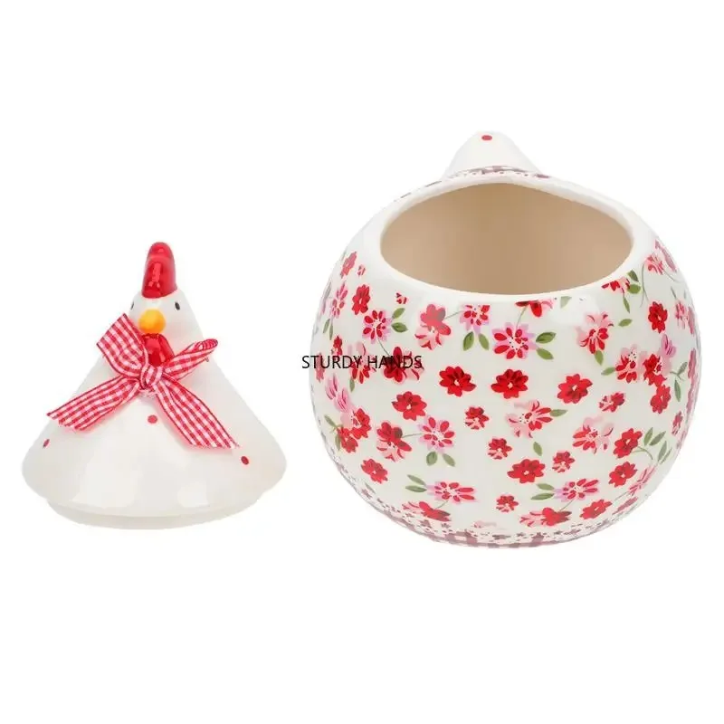 1 Ceramic Biscuit Storage Jar Easter Covered Mother Chicken Shaped Container Coffee Beans Grain Biscuit Storage Jar view 4