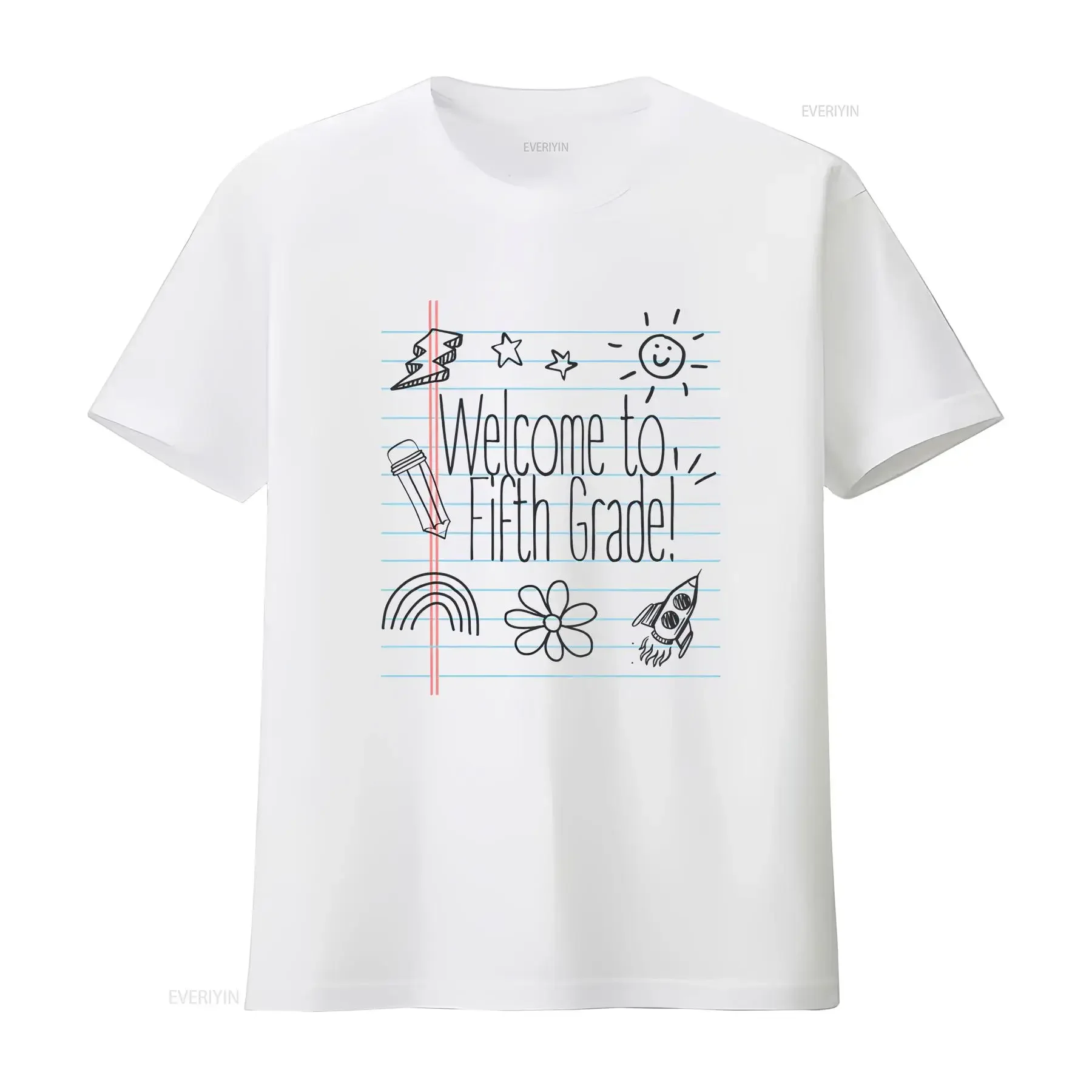 Welcome To Fifth Grade Notebook Doodle T Shirt Cute School Orientation Unique Teacher Back First Day Fal vintage Washed Stylish