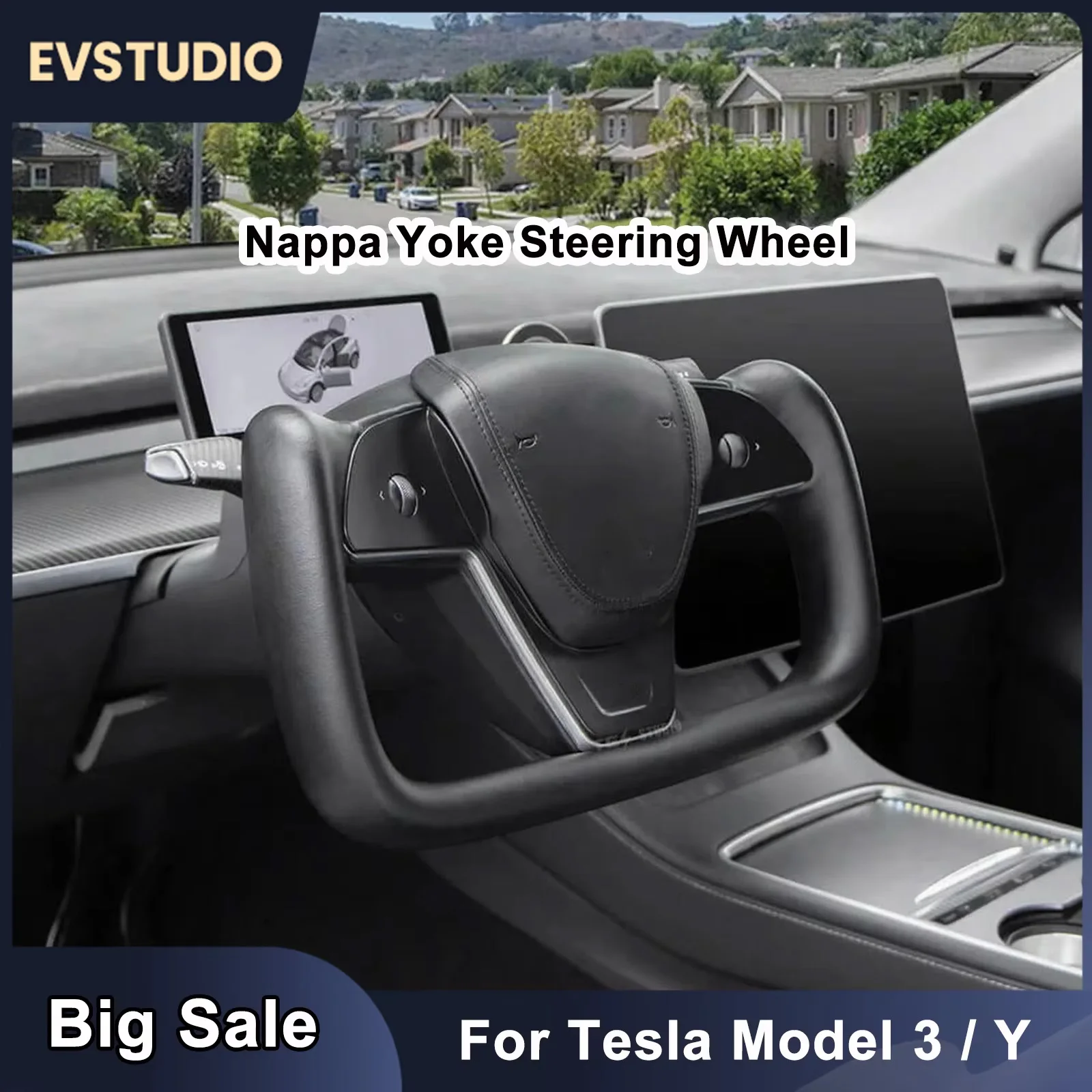 

Руль с термоходеком для Tesla Model 3 Y, вдохновленный Tesla Model S/X, персонализированный гоночный кожаный аксессуар по индивидуальному заказу