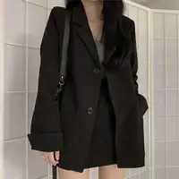 Women Spring Autumn Casual Office Lady Blazers Solid Notched Long-sleeve Suit Female New Fashionable Loose Button Casual Jacket 2