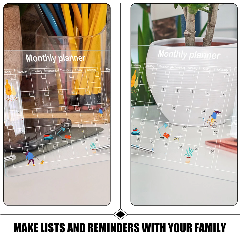 

1 set Acrylic Memo Board Clear Desk Dry Erase Note Small Household Tabletop Writing Message Board Reusable for Office Students
