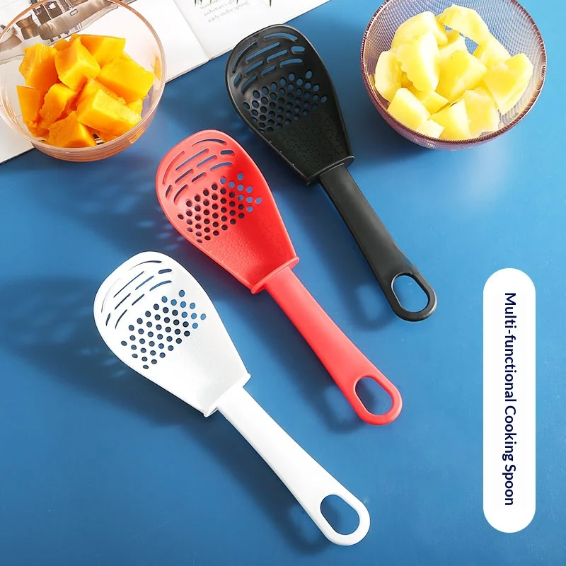2PCS Multifunctional Slotted Skimmer Spoon Colander Strainer For Draining Mashing Potato Garlic Press Kitchen Cooking Utensil