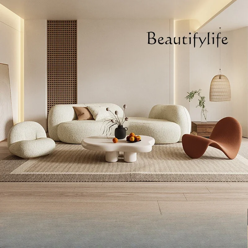 J أريكة قماش كرسي متجر الملابس Wabi Sanfeng أريكة منحنية صالون تجميل يتلقى شخصية متقدمة #2