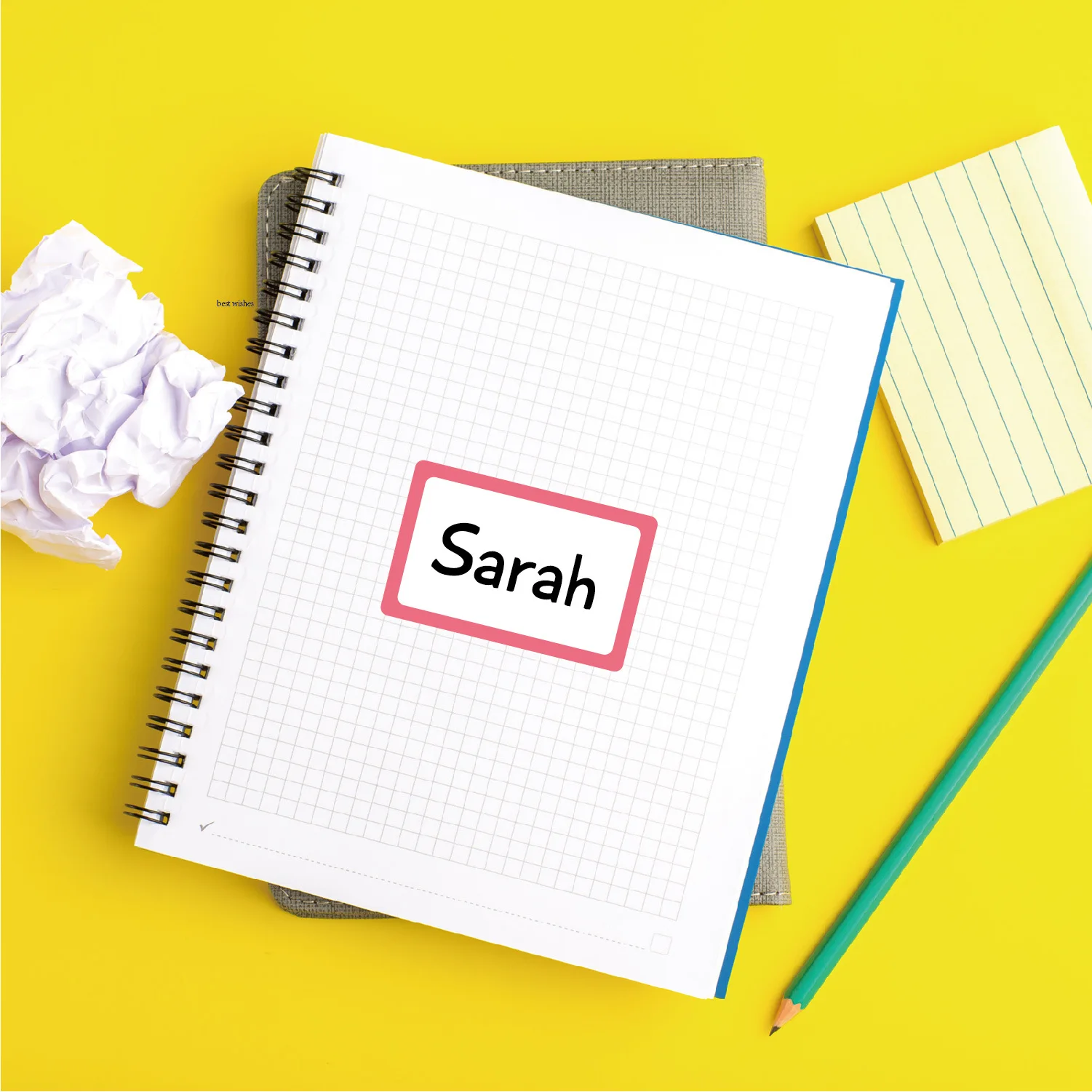 

100PCS Thickened Name Sticker Colored Border Blank for Writing Rewritable Printable Marking Sticker