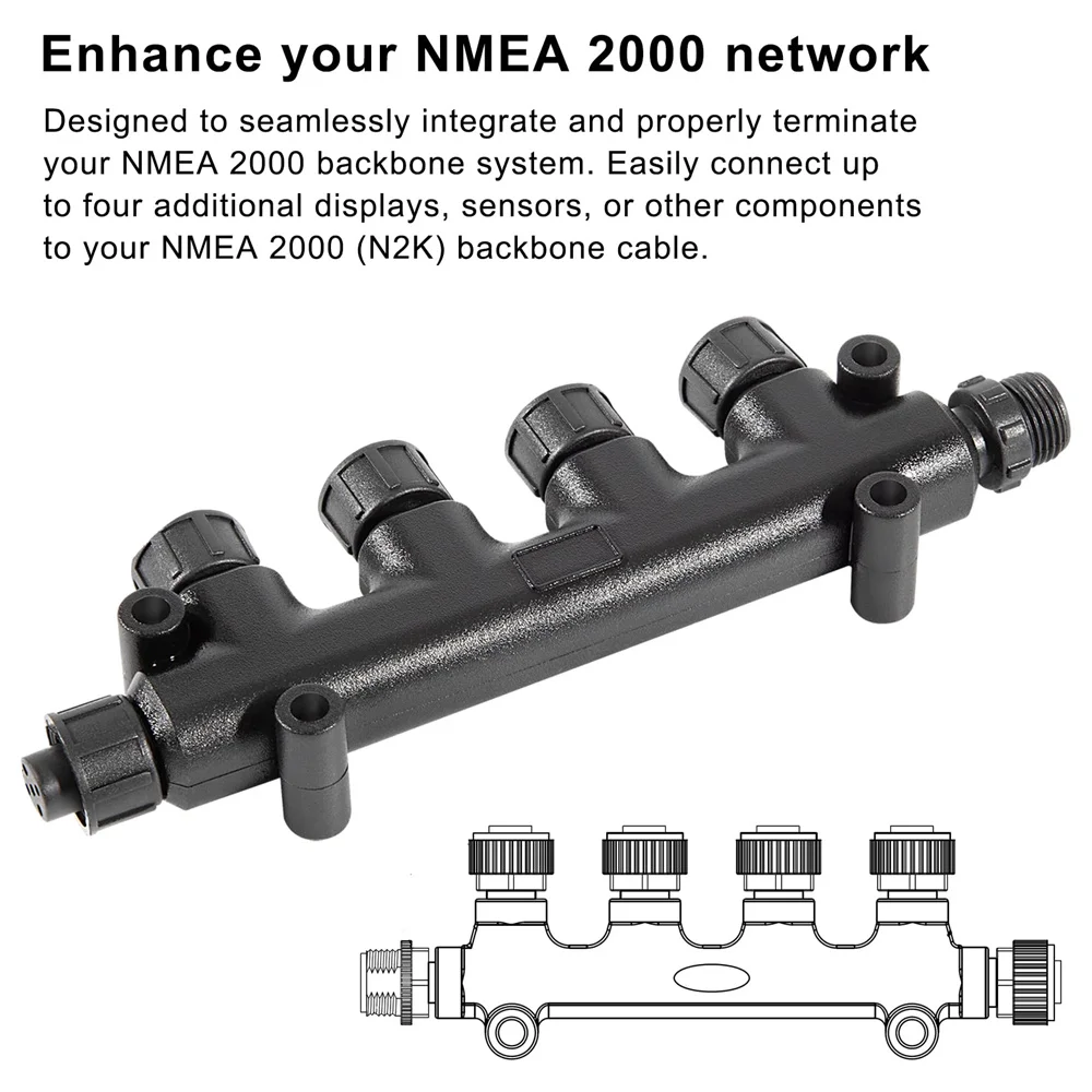 ANX NMEA 2000 (N2k) 4-Ports MultiPort (Tee) T-Connector for Garmin Lowrance Simrad B&G & Navico Networks,Replace for 0101107801