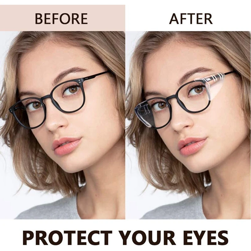 Side For Eyeglasses Glasses Slip On Clear Side For Safety Glasses Eye Protection Glasses 4 Pairs