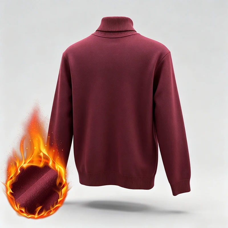 Herren-Rollkragenpullover aus Strick mit Fleece-Futter und geripptem Saum, ideal für Spaziergänge in der Stadt, gesellschaftliche Anlässe und verschiedene Winteraktivitäten. – Detail 23