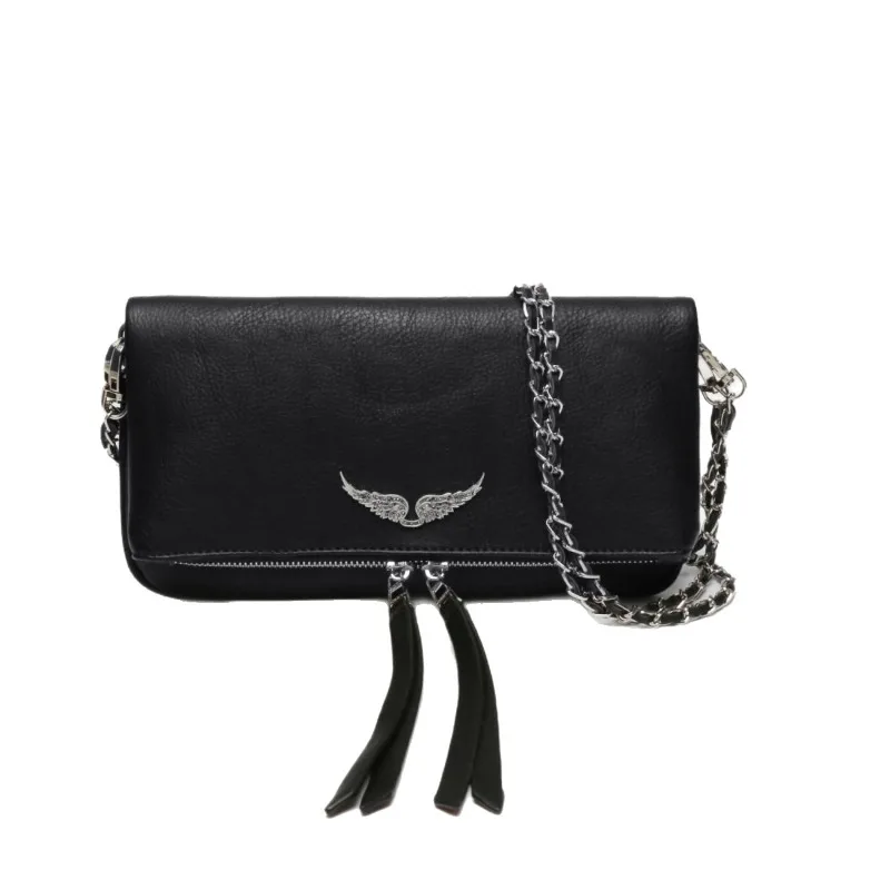 Black Wings Shoulder Bag ZV Wings Chain Women's Crossbody Genuine Leather Bag Foreign Trade Cross border