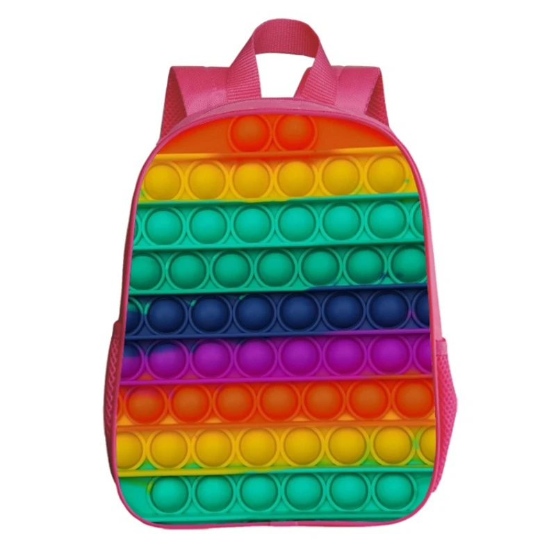 12 Inch Pop Its Rainbow Printed Children Schoolbag Back To School Student Backpack In Kindergarten Gift