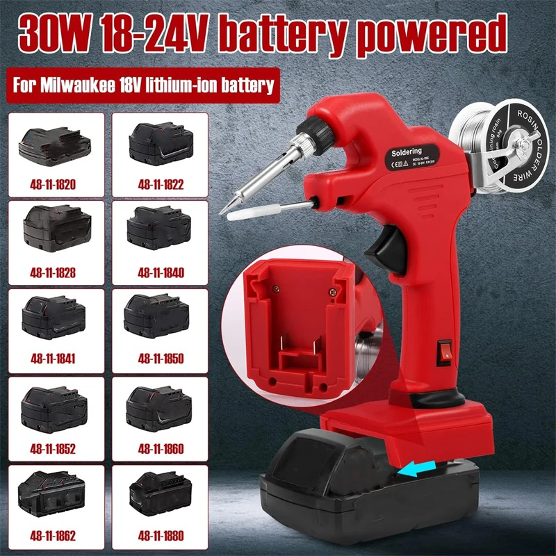 Saldatore Cordless per batteria al litio Milwaukee 18V, Kit pistola per saldatura a saldatura portatile con punte per saldatura da 5 pezzi