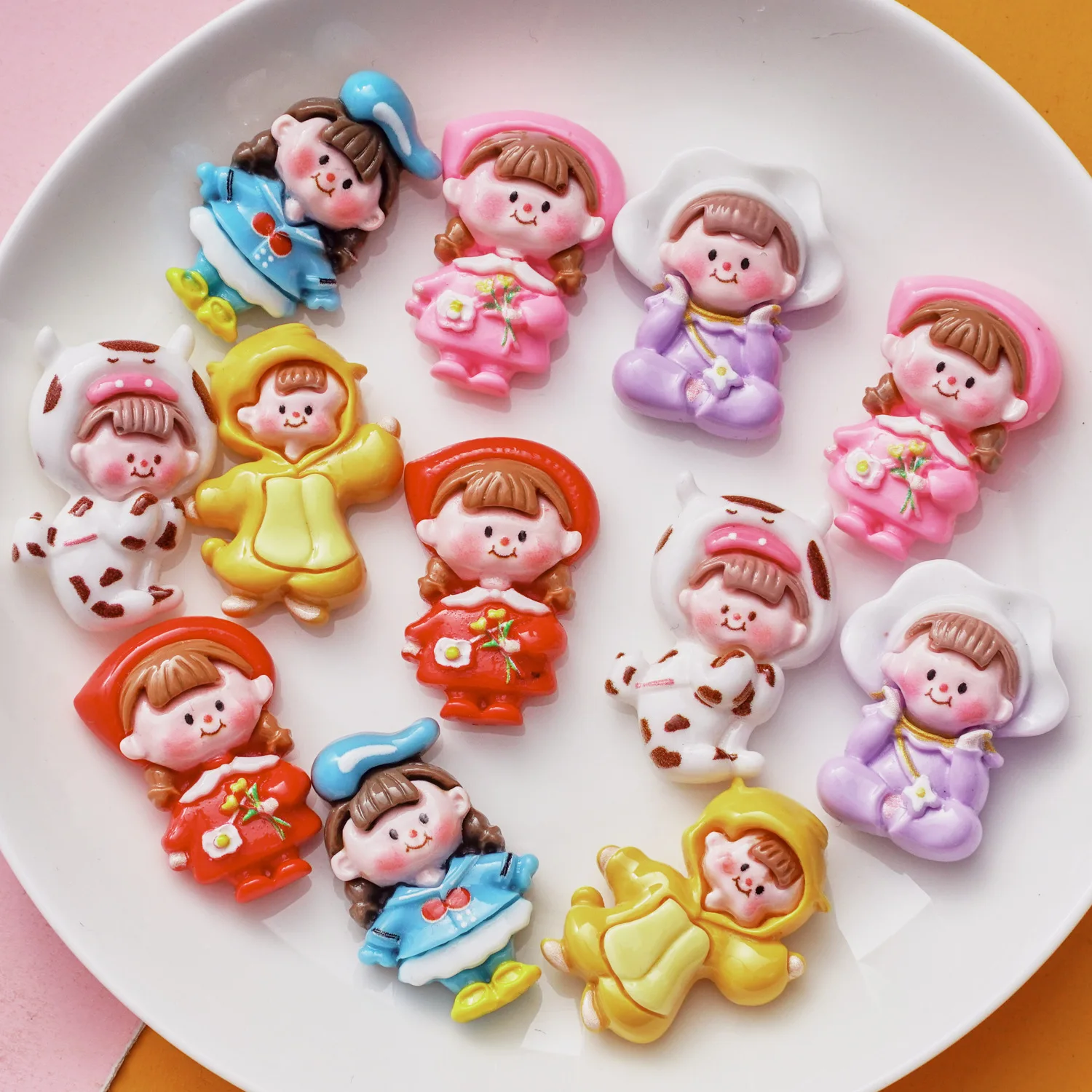 Resin Cartoon Cross-dressing Girl Flatback Jewelry Making Accessories DIY Phone Decoration Hair Bows Center Scrapbooking Craft