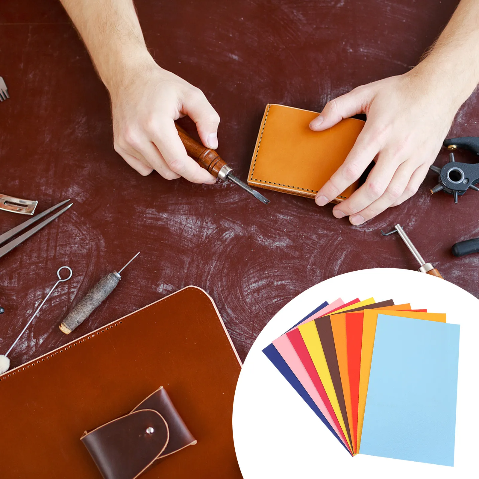 

9Pcs Litchi Grain Artificial Sheets DIY Craft Material Jewelry Making DIY Earrings Handmade Decorative Fabric