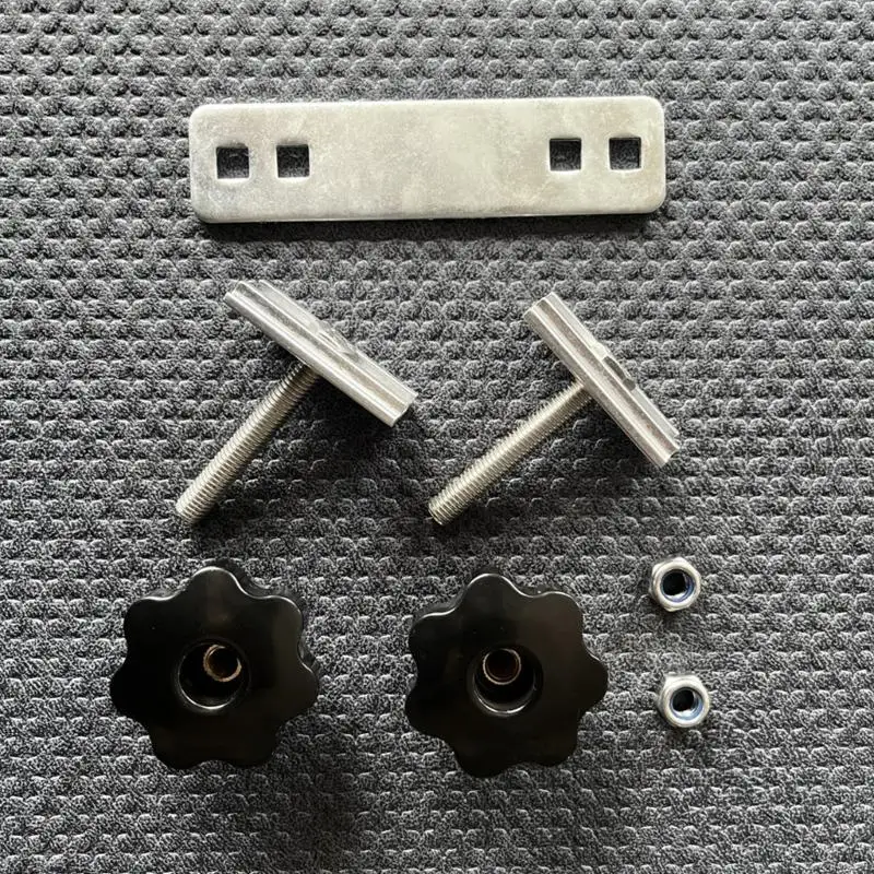 Aluminum Roof Tent Mounting Hardware with Elongated-Slot Flat Plates, Hand Knobs and Threaded Fasteners for Vehicle Roof H9EE