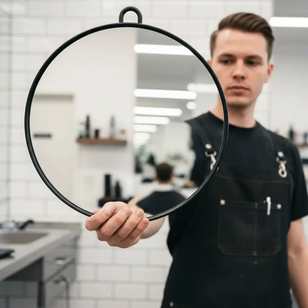 Modern Round Hanging Mirror Professional Easy To Install Barber's Hair-cutting Mirror with Back Holes Glass